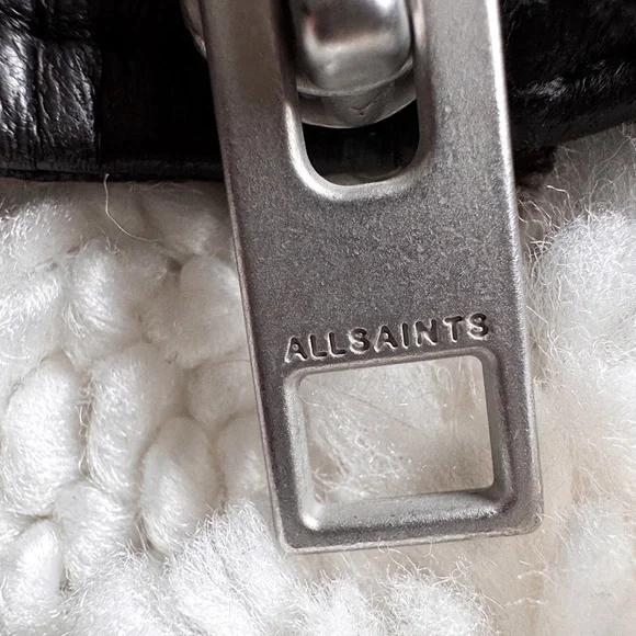 All saints huxley biker moto leather jacket black/gray US6 - Picture 6 of 8